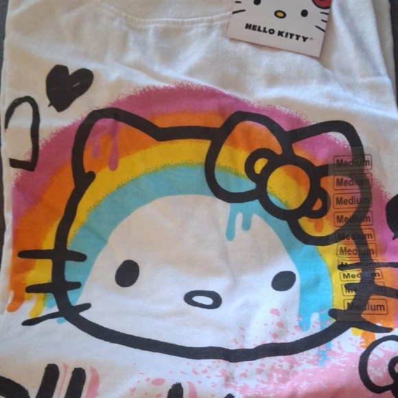Hello Kitty Kids T-Shirt with Rainbow and Bow - White - Picture 1 of 2